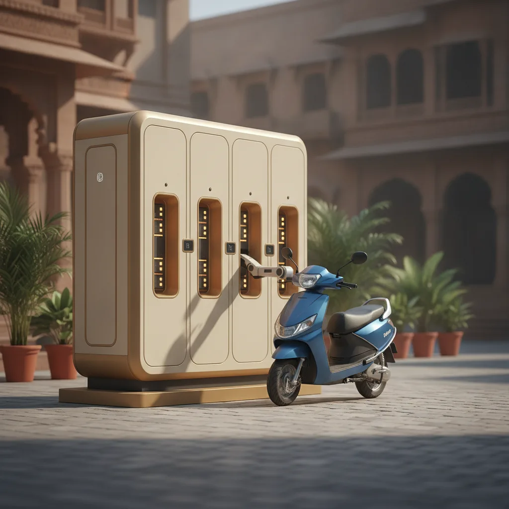 Station d'échange de batteries pour deux-roues électriques en ville